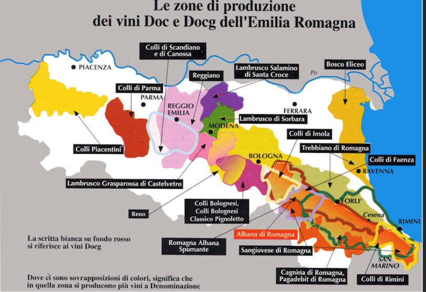 Subgebieden van Lambrusco